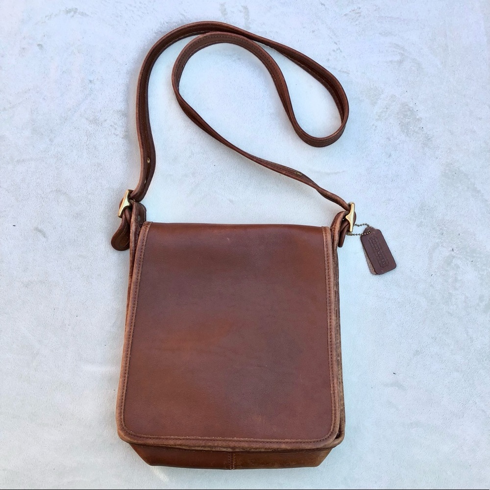 Coach Vintage Large Legacy Brown Leather Crossbody Bag Shoulder Bah Saddle Bag